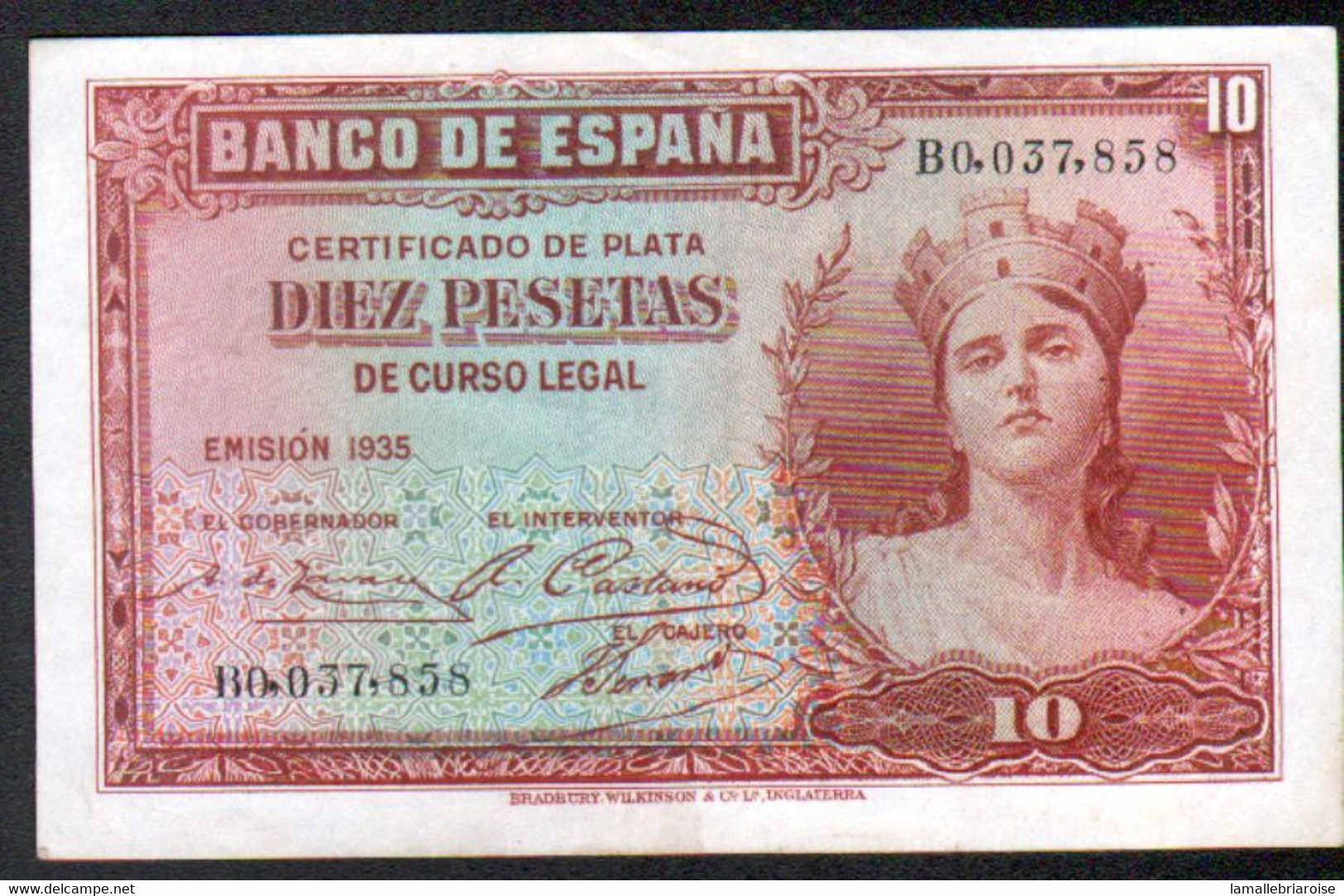 Espagne, Billet De 10 Pesetas 1935 - Sonstige & Ohne Zuordnung