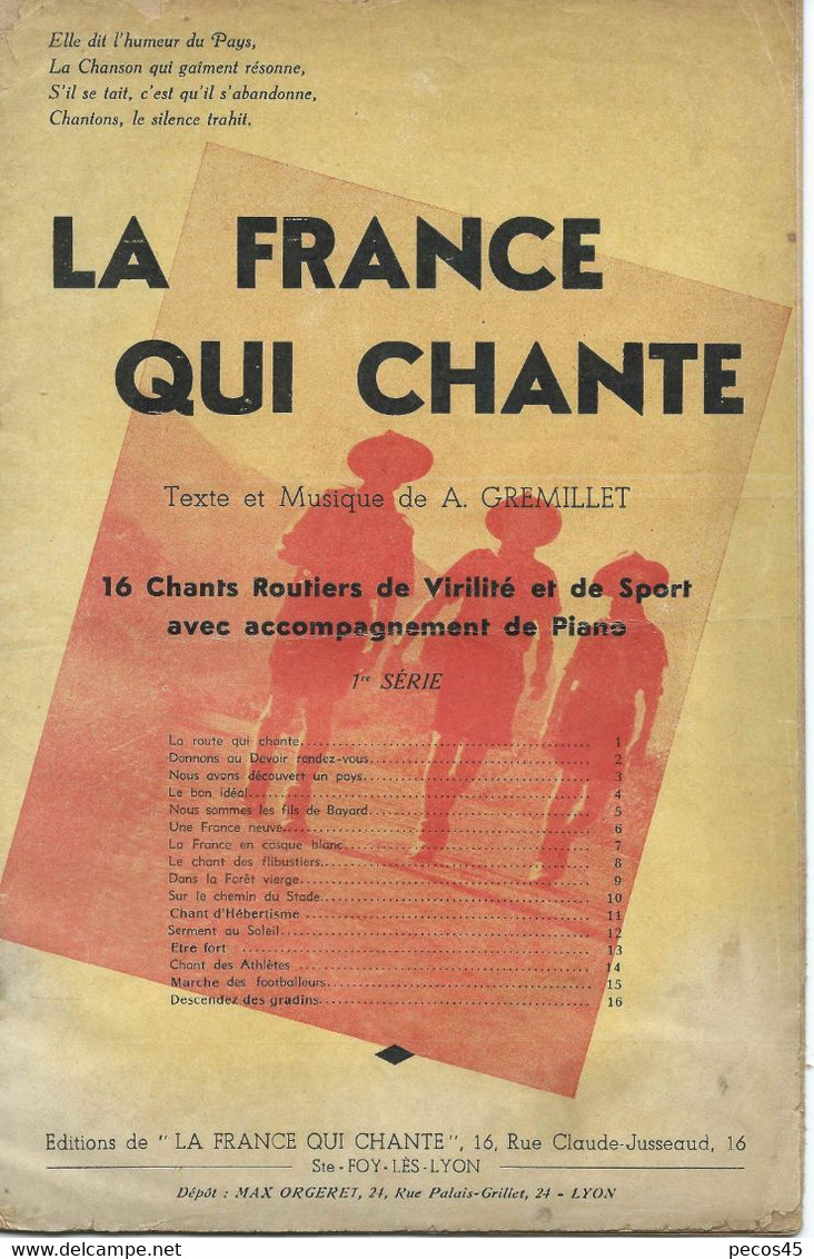Carnet De Chants : "LA FRANCE QUI CHANTE" - A. Grémillet. - Canto (corale)