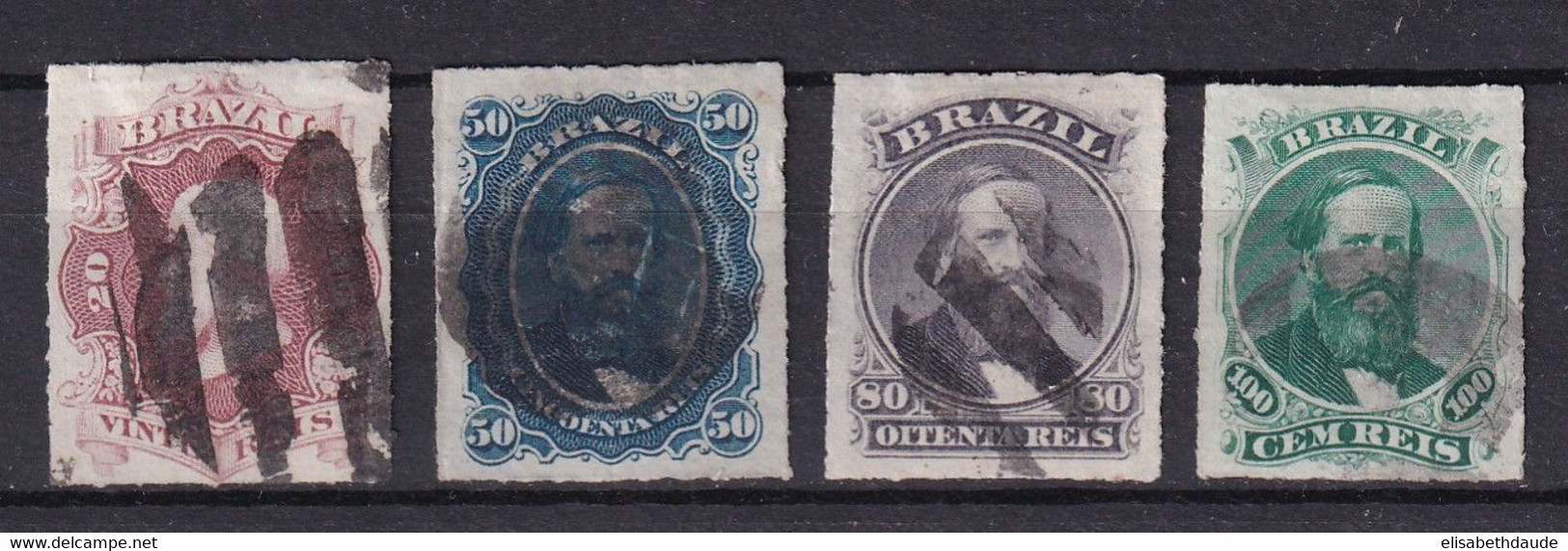 BRASIL - 1876 - YVERT N°31/34 OBLITERES - COTE = 81 EUROS - - Used Stamps