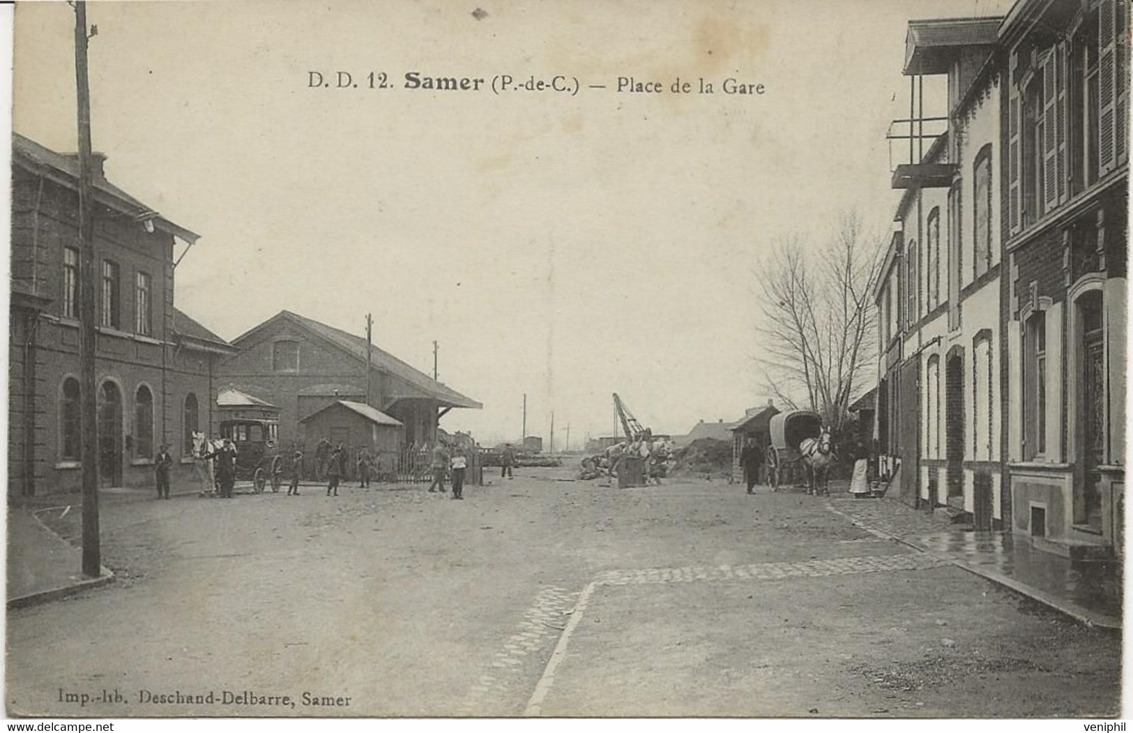 CARTE SAMER - PAS DE CALAIS - PLACE DE LA GARE - ANNEE 1915 - Samer