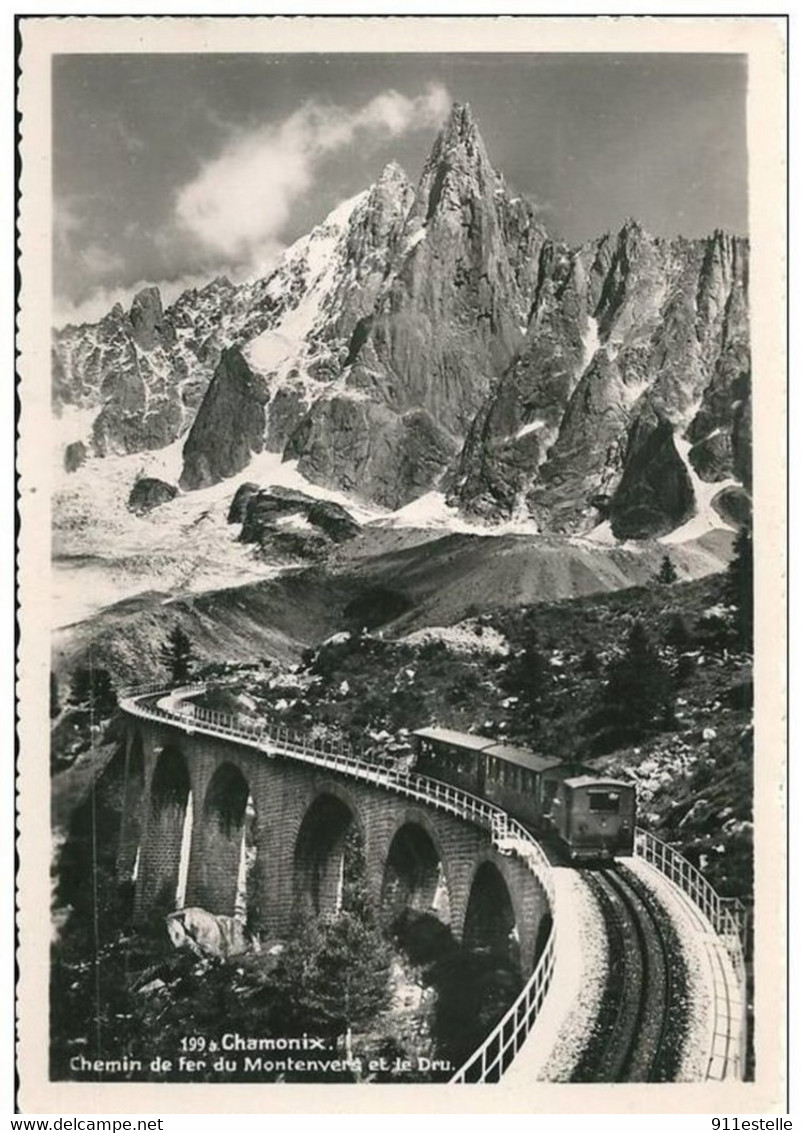 74  CHAMONIX   - Chemin De Fer Du Montenvers Et Le Dru  ( Carte Photo Sans éditeur ) - Chamonix-Mont-Blanc
