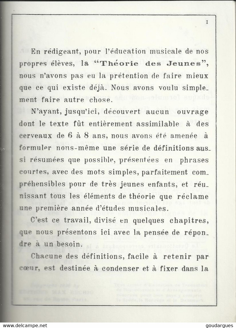 "La Théorie Musicale Des Jeunes " De Marguerite Surloppe - Editions Max Eschig - Textbooks