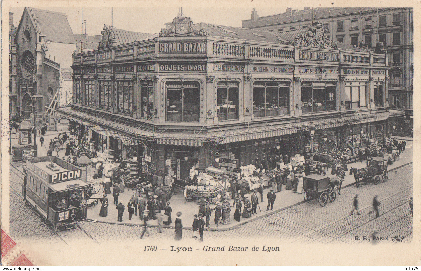 Commerce - Magasins - Halles - Grand Bazar De Lyon - Tramway Picon - Lyon Oblitération 1905 - Winkels