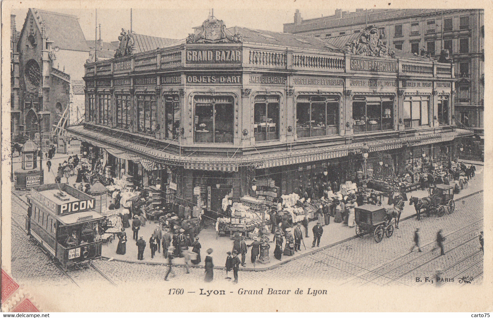 Commerce - Magasins - Halles - Grand Bazar De Lyon - Tramway Picon - Lyon Oblitération 1905 - Negozi