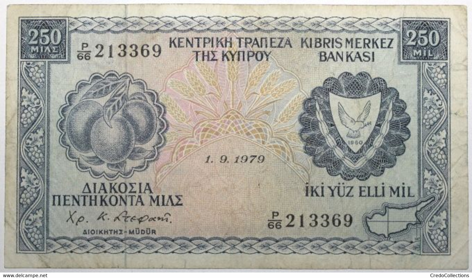 Chypre - 250 Mils - 1979 - PICK 41c.5 - TB+ - Cyprus