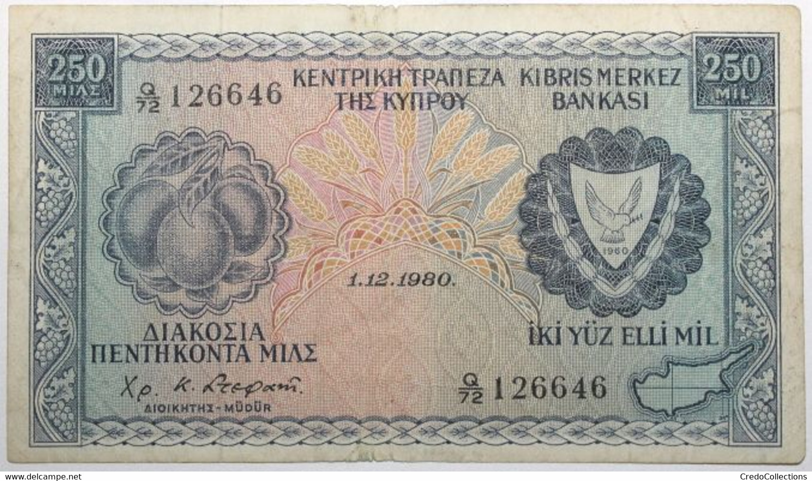 Chypre - 250 Mils - 1980 - PICK 41c.6 - TB+ - Cyprus