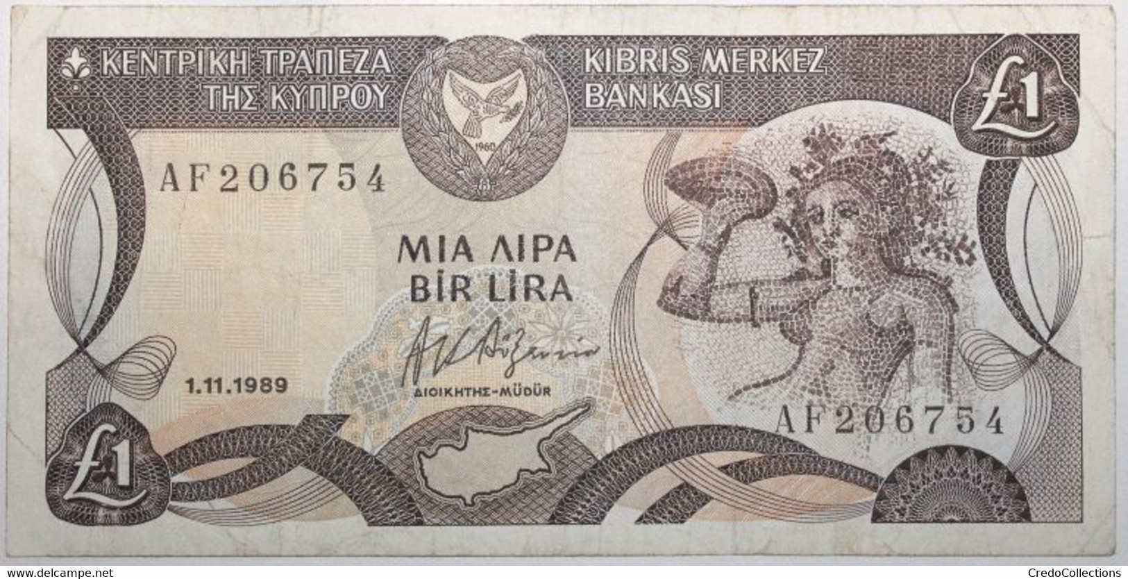 Chypre - 1 Pound - 1989 - PICK 53b.1 - TTB+ - Cyprus