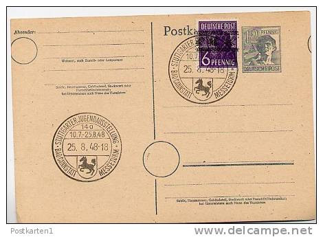 Alliierte Besetzung P962  Sost. Jugendausstellung  Messeturm Stuttgart 1948 - Postal  Stationery