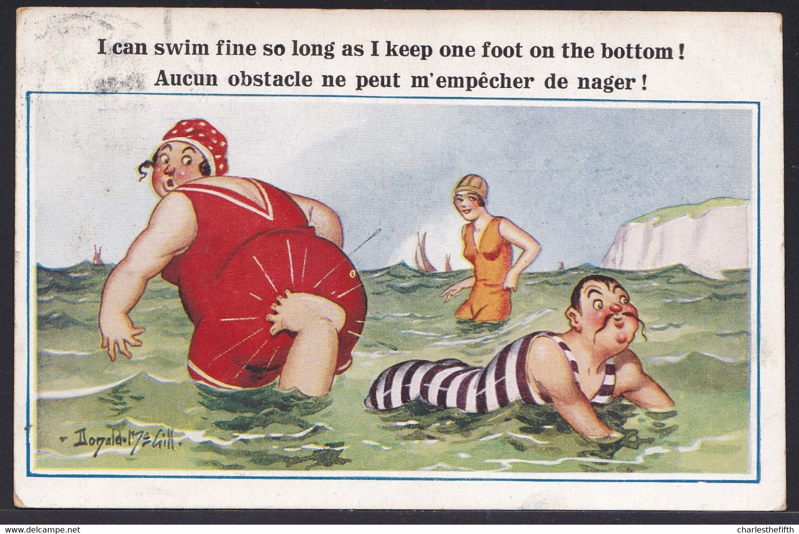 ILLUSTRATOR Mc GILL N° 5658 COMIQUE SERIES ' SWIM ...FOOT ON THE BOTTOM *..... - Humour