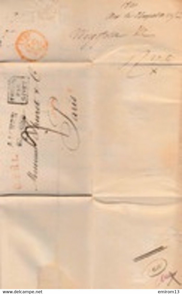 L.A.C De Aix La Chapelle (Aachen) Vers Paris 22juin 1821 Entrée Prusse Par Givet 9 De Port C.P.R.1 En Rouge - Entry Postmarks