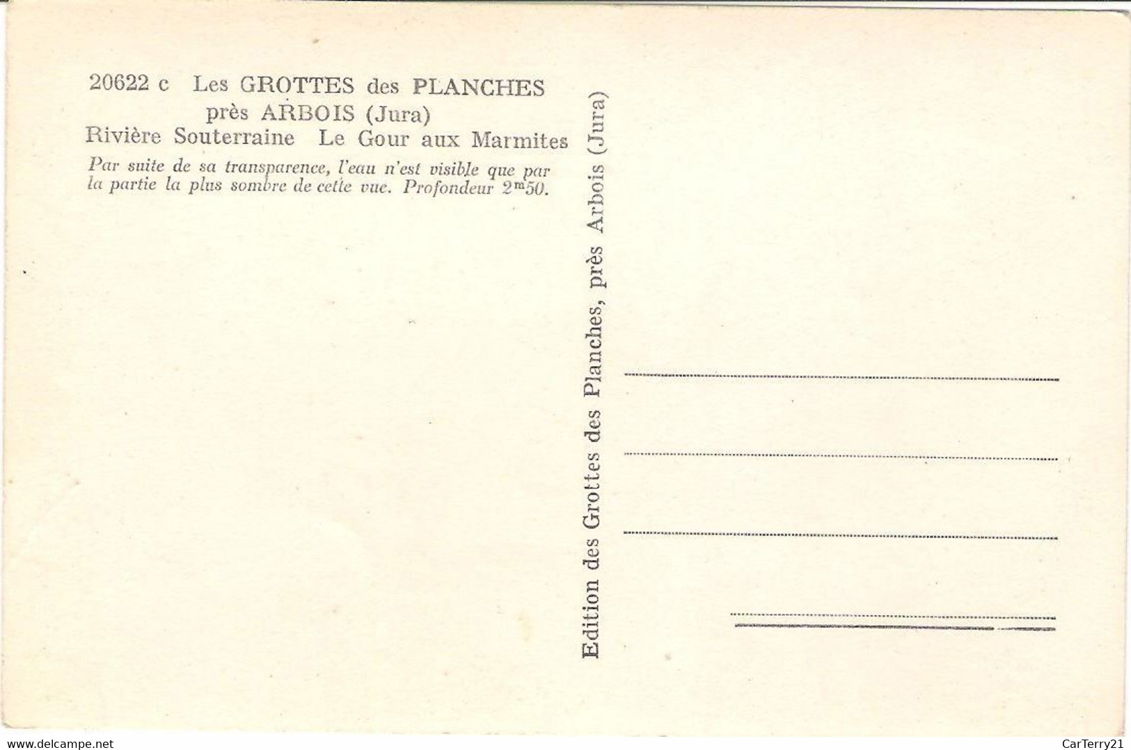 CPSM. ARBOIS. GROTTES DES PLANCHES. RIVIERE SOUTERRAINE. LE GOUR AUX MARMITES. - Arbois