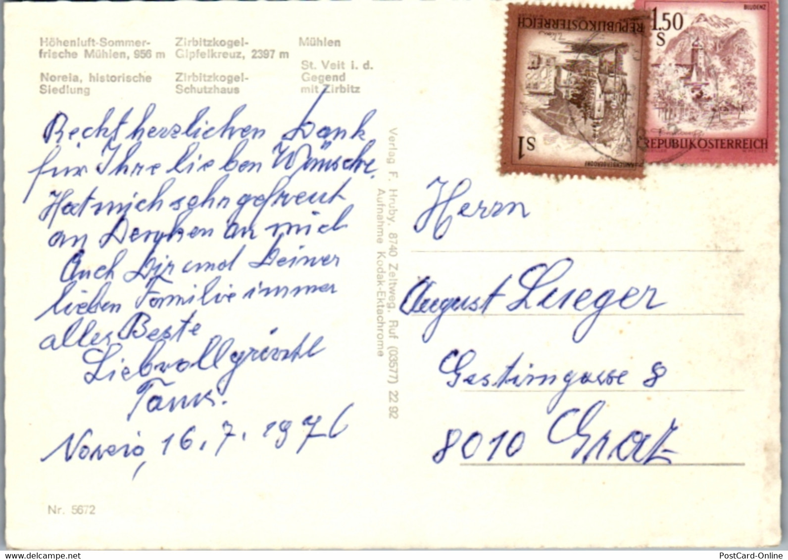 5144  - Steiermark , Mühlen Und Umgebung , Noreia , Zirbiskogel , St. Veit In Der Gegend - Gelaufen 1976 - Neumarkt