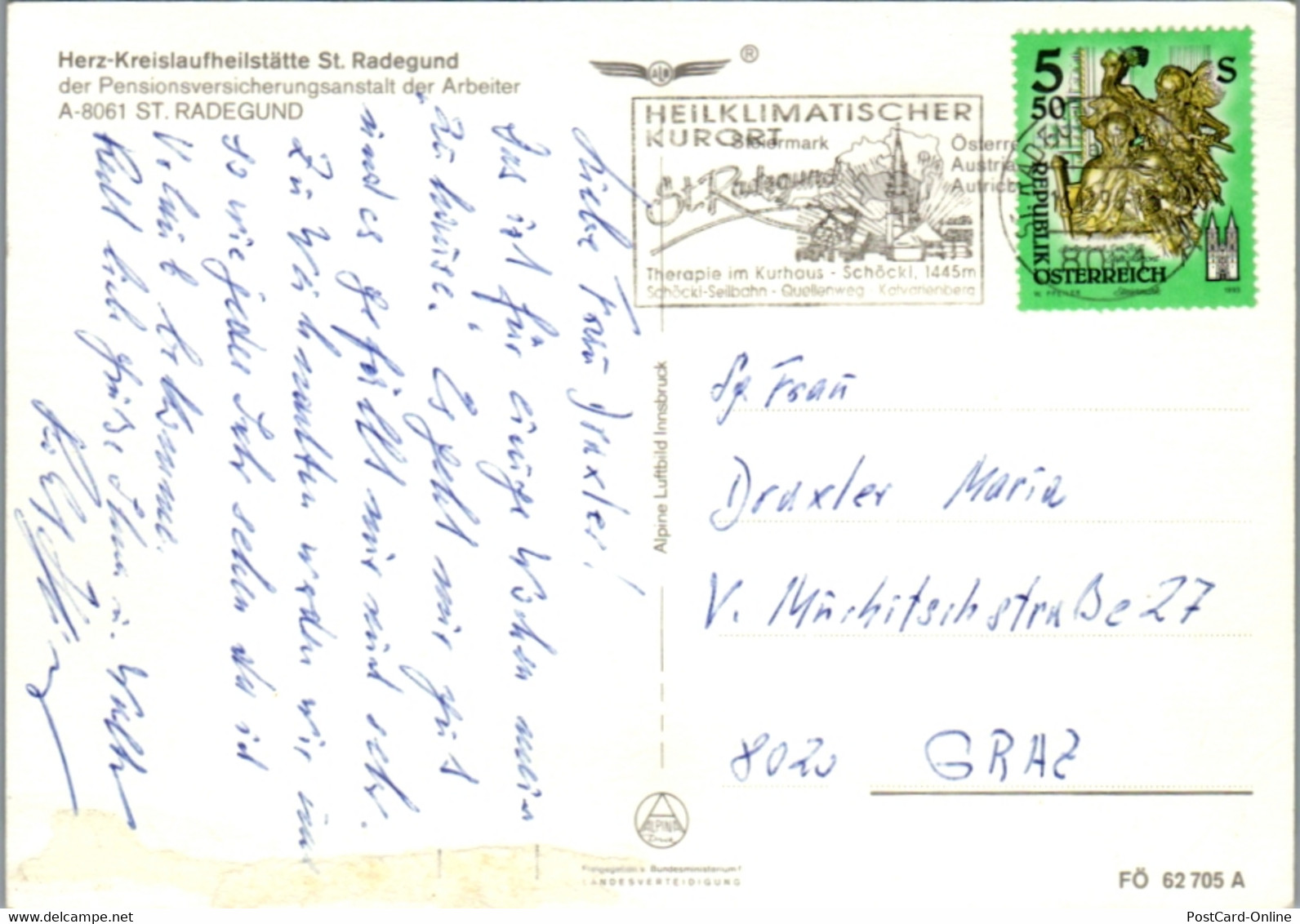 5152  - Steiermark , St. Radegund , P. V. A. , PVA , Herz Kreislauf Heilstätte - Gelaufen 1994 - St. Radegund