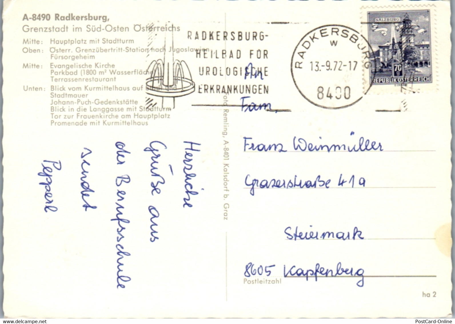 5257  - Steiermark , Radkersburg , Mehrbildkarte - Gelaufen 1972 - Bad Radkersburg