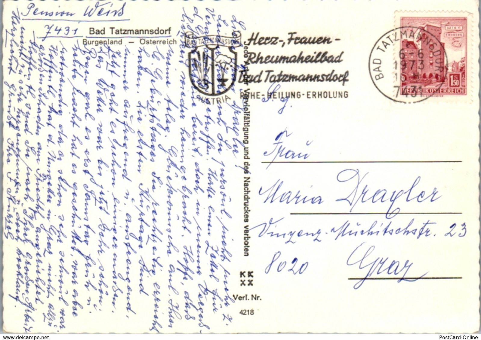 5494  - Burgenland , Bad Tatzmannsdorf , Mehrbildkarte - Gelaufen 1973 - Oberwart