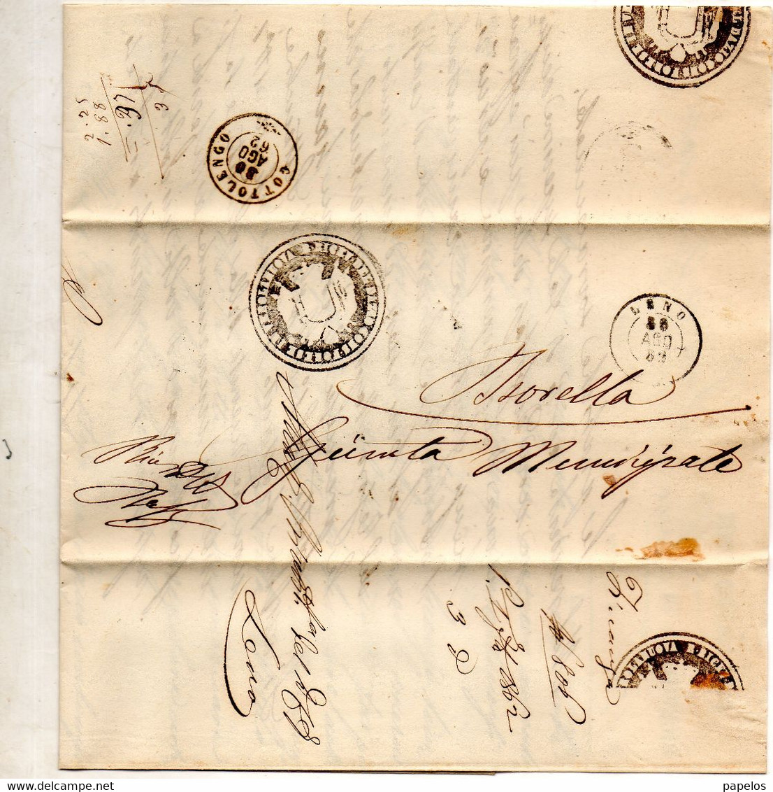1862   LETTERA CON ANNULLO LENO BRESCIA + GOTTOLENGO - Officials