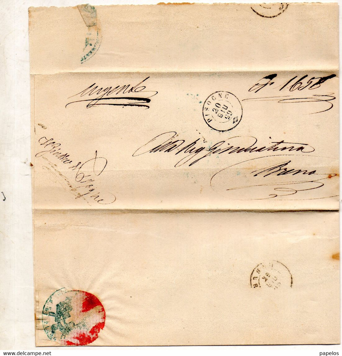 1865 LETTERA CON ANNULLO PISOGNE BRESCIA + BRENO - Dienstmarken