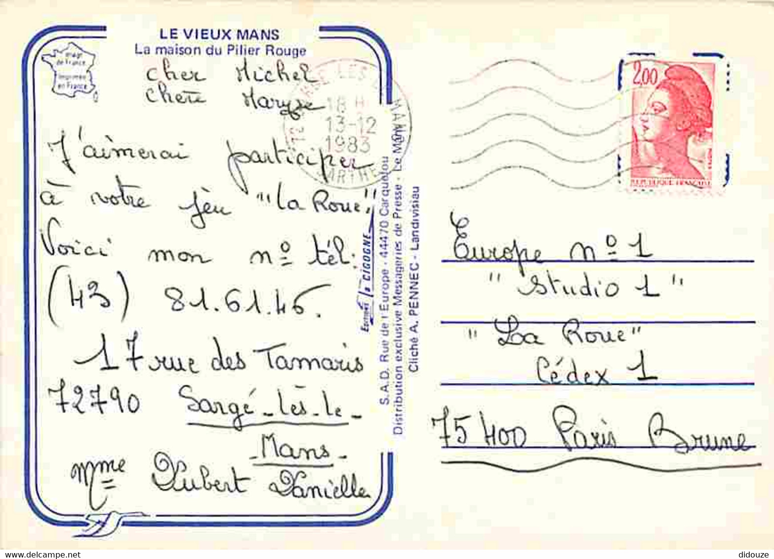 72 - Le Mans - La Maison Du Pilier Rouge - Automobiles - CPM - Voir Scans Recto-Verso - Le Mans