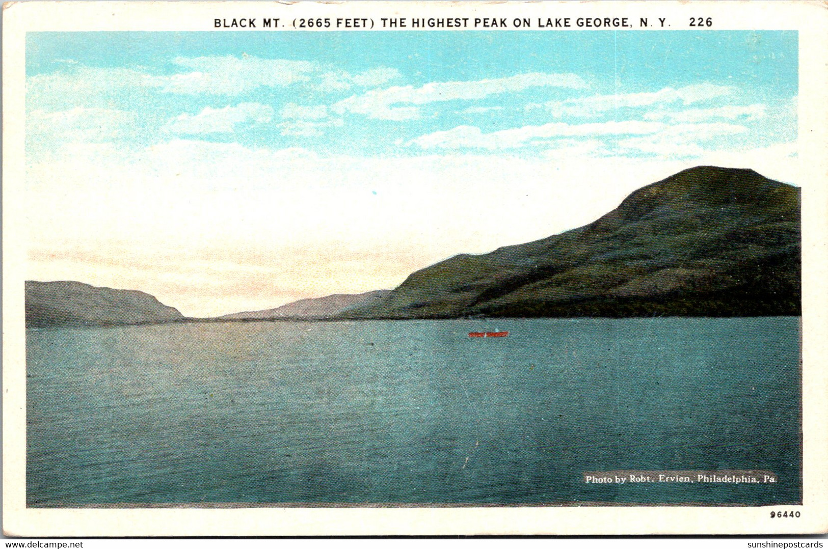 New York Lake George Showing Black Mountain Curteich - Lake George