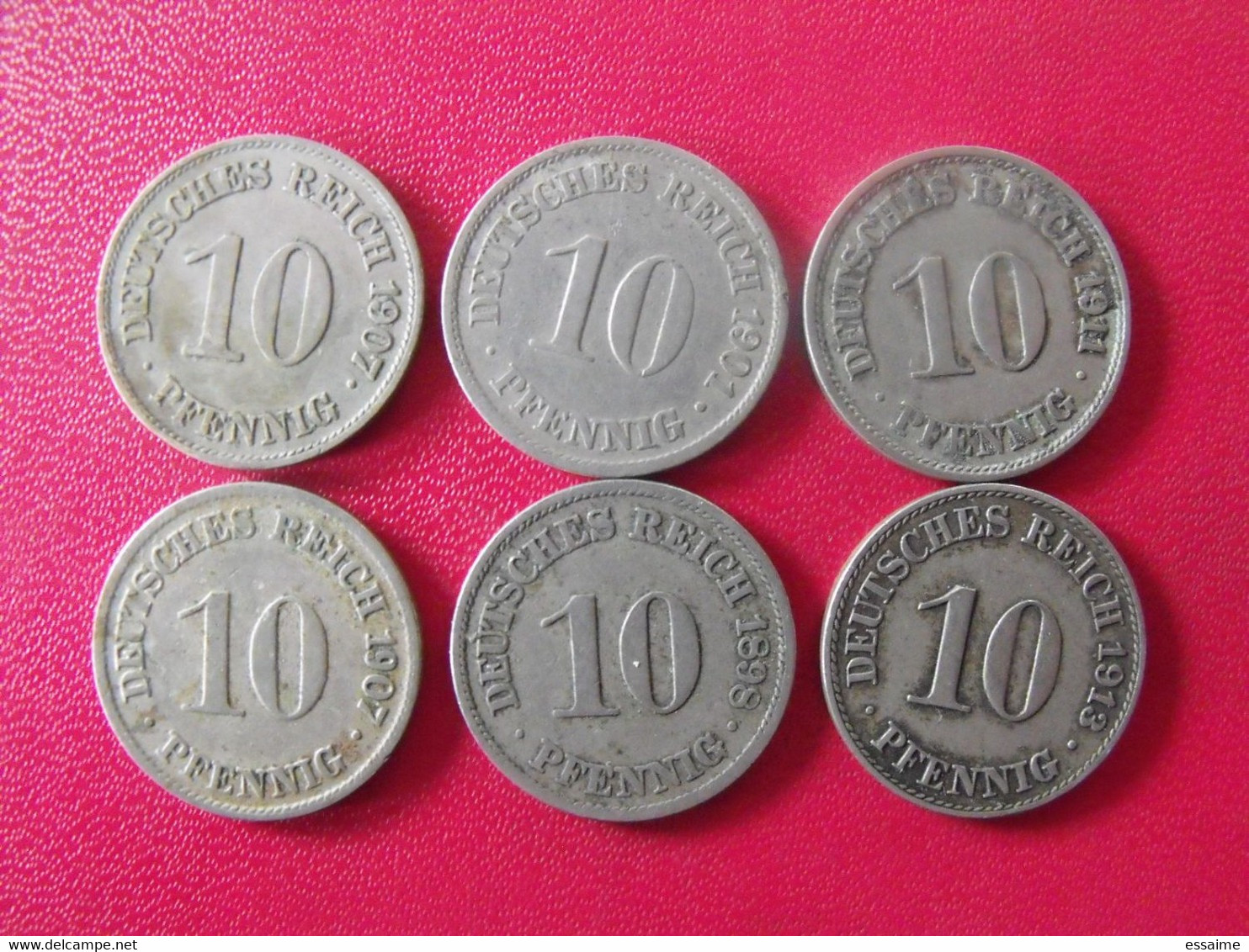 Allemagne Deutschland. Lot De 6 Pièces De 10 Pfennig 1898/1913 - 10 Pfennig