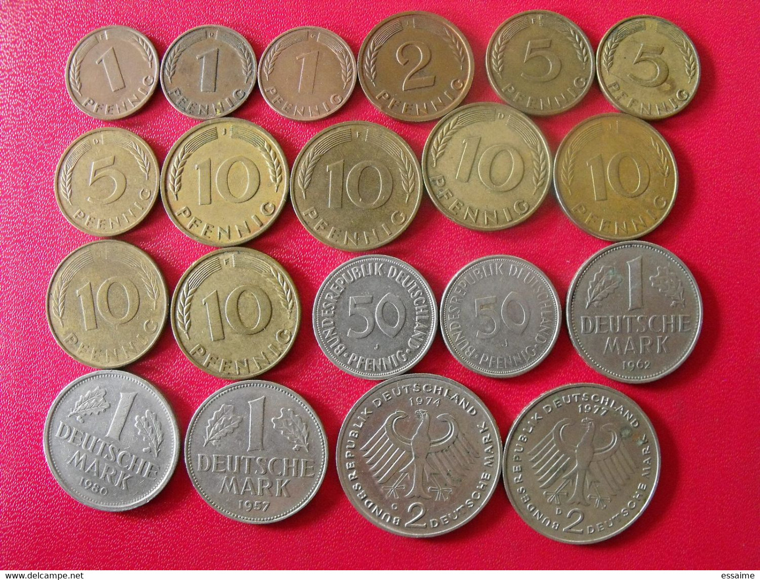 Allemagne Deutschland. Lot De 20 Pièces De 1, 2, 5, 10, 50 Pfennig, 1, 2 Mark 1949/1990 - Collections