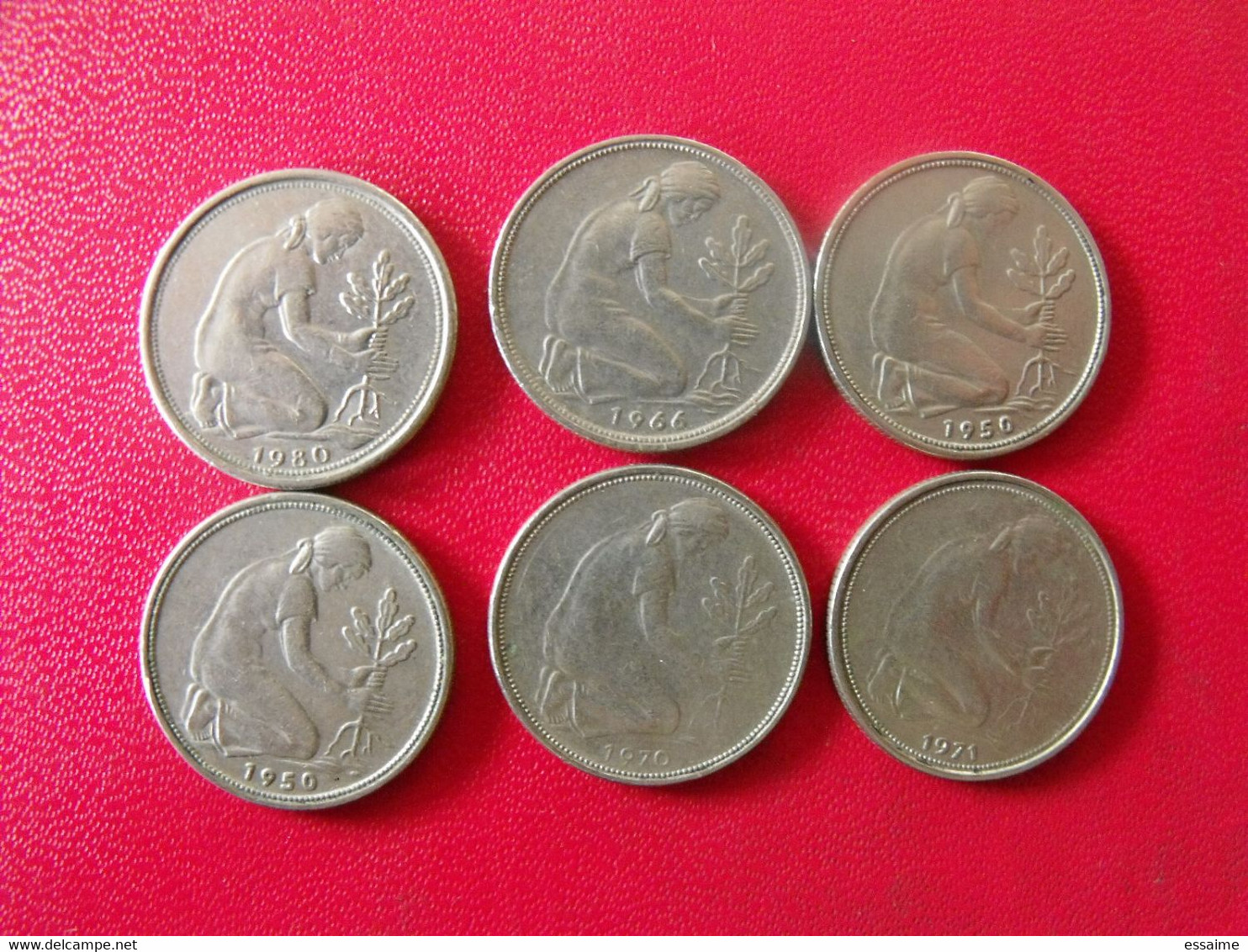 Allemagne Deutschland. Lot De 6 Pièces De 50 Pfennig, 1949/1990 - 50 Pfennig