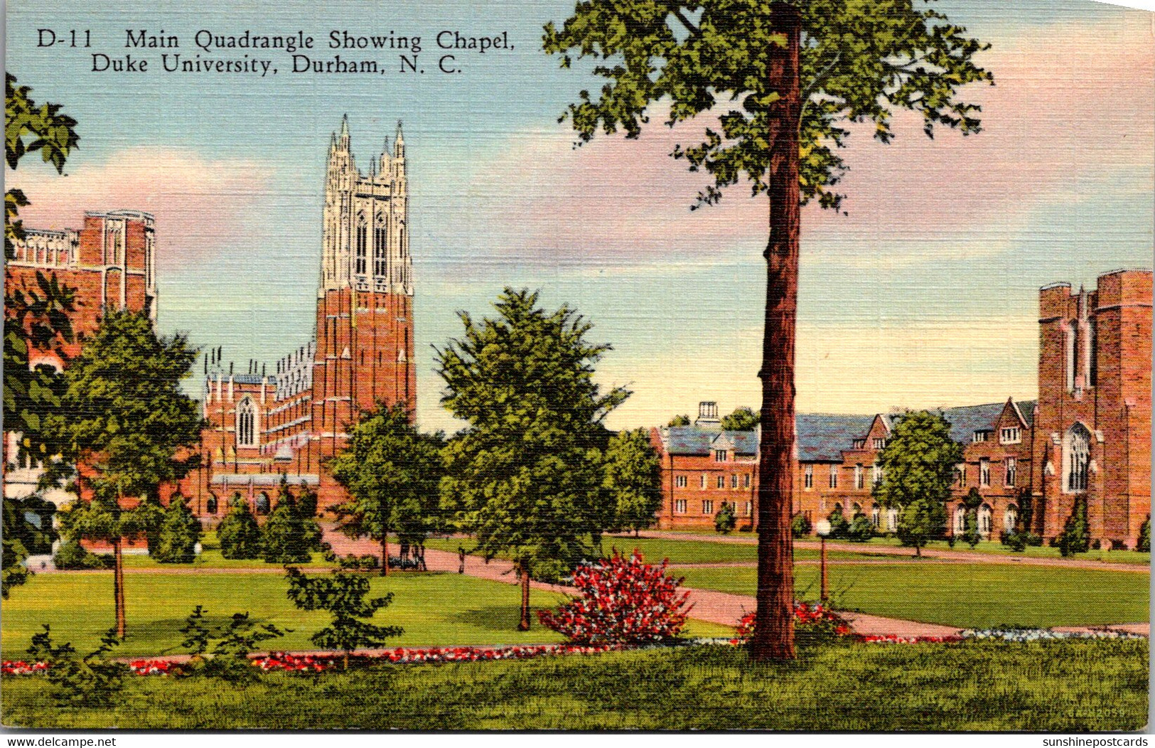 North Carolina Durham Main Quadrangle Showing Chapel Duke University Curteich - Durham