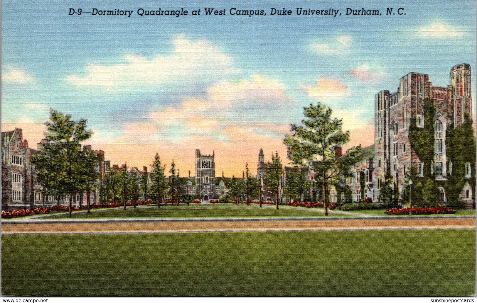 North Carolina Durham Dormitory Quadrangle At West Campus Duke University Curteich - Durham