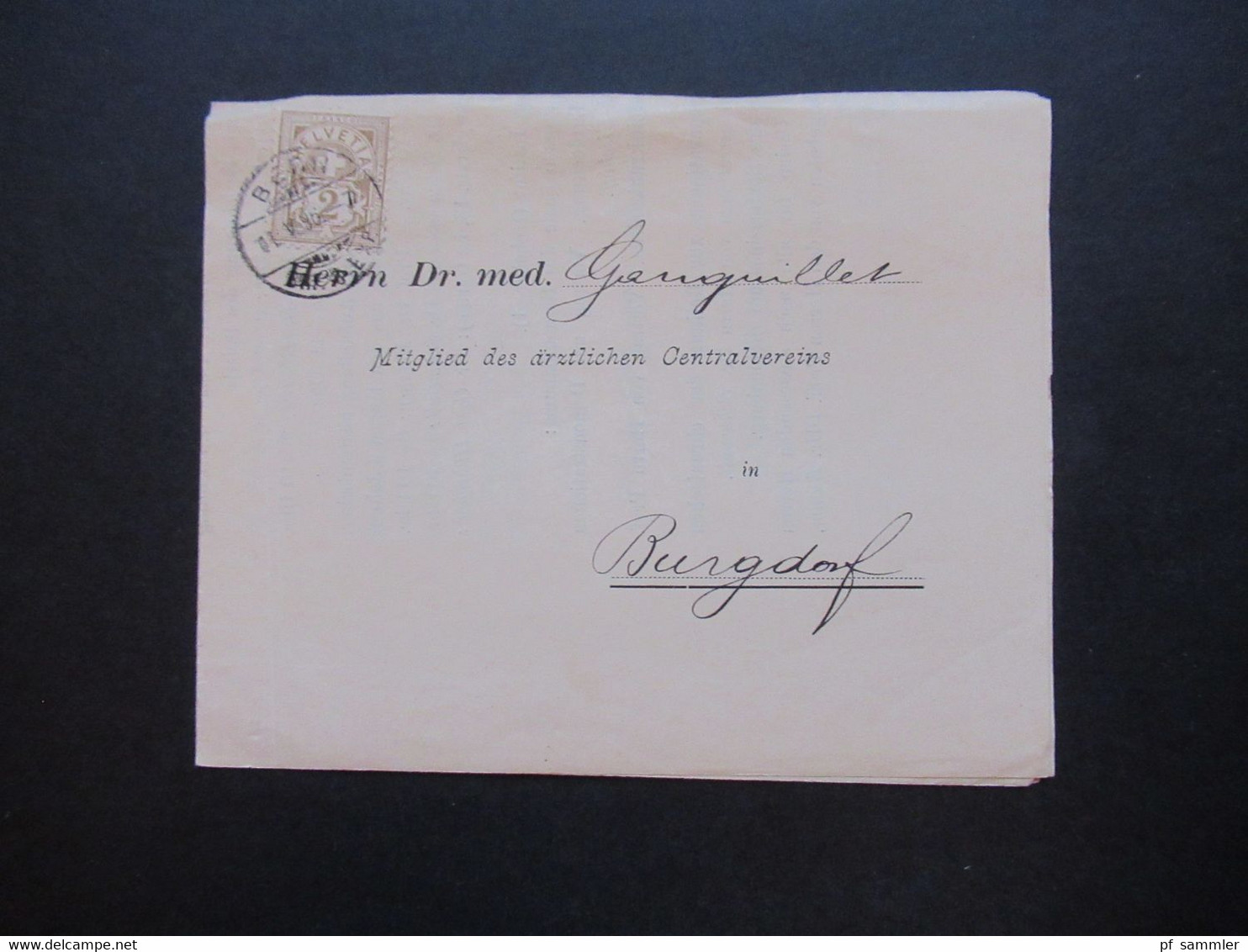 Schweiz 1896 Nr. 50 EF Drucksache Einladung Zur LI. Versammlung Des ärztlichen Centralvereins Im Bernoullianum In Basel - Storia Postale