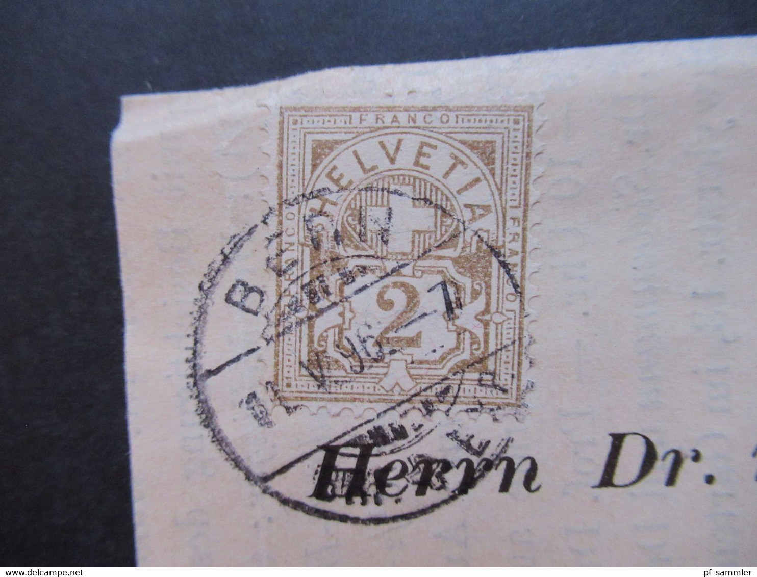 Schweiz 1896 Nr. 50 EF Drucksache Einladung Zur LI. Versammlung Des ärztlichen Centralvereins Im Bernoullianum In Basel - Storia Postale