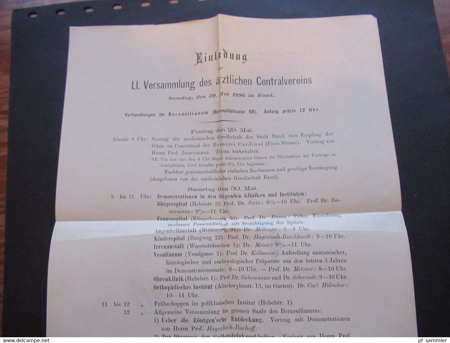 Schweiz 1896 Nr. 50 EF Drucksache Einladung zur LI. Versammlung des ärztlichen Centralvereins im Bernoullianum in Basel