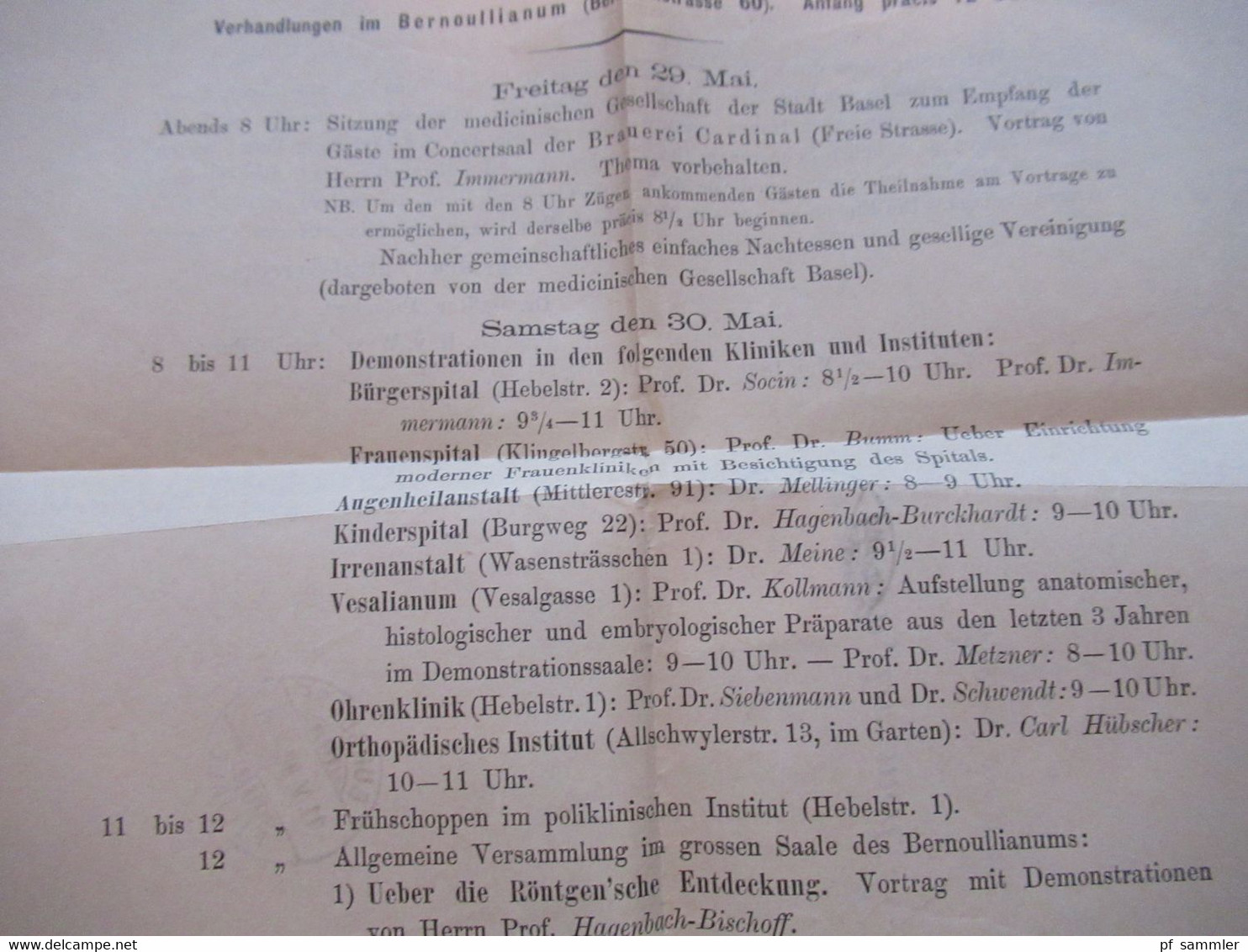 Schweiz 1896 Nr. 50 EF Drucksache Einladung zur LI. Versammlung des ärztlichen Centralvereins im Bernoullianum in Basel