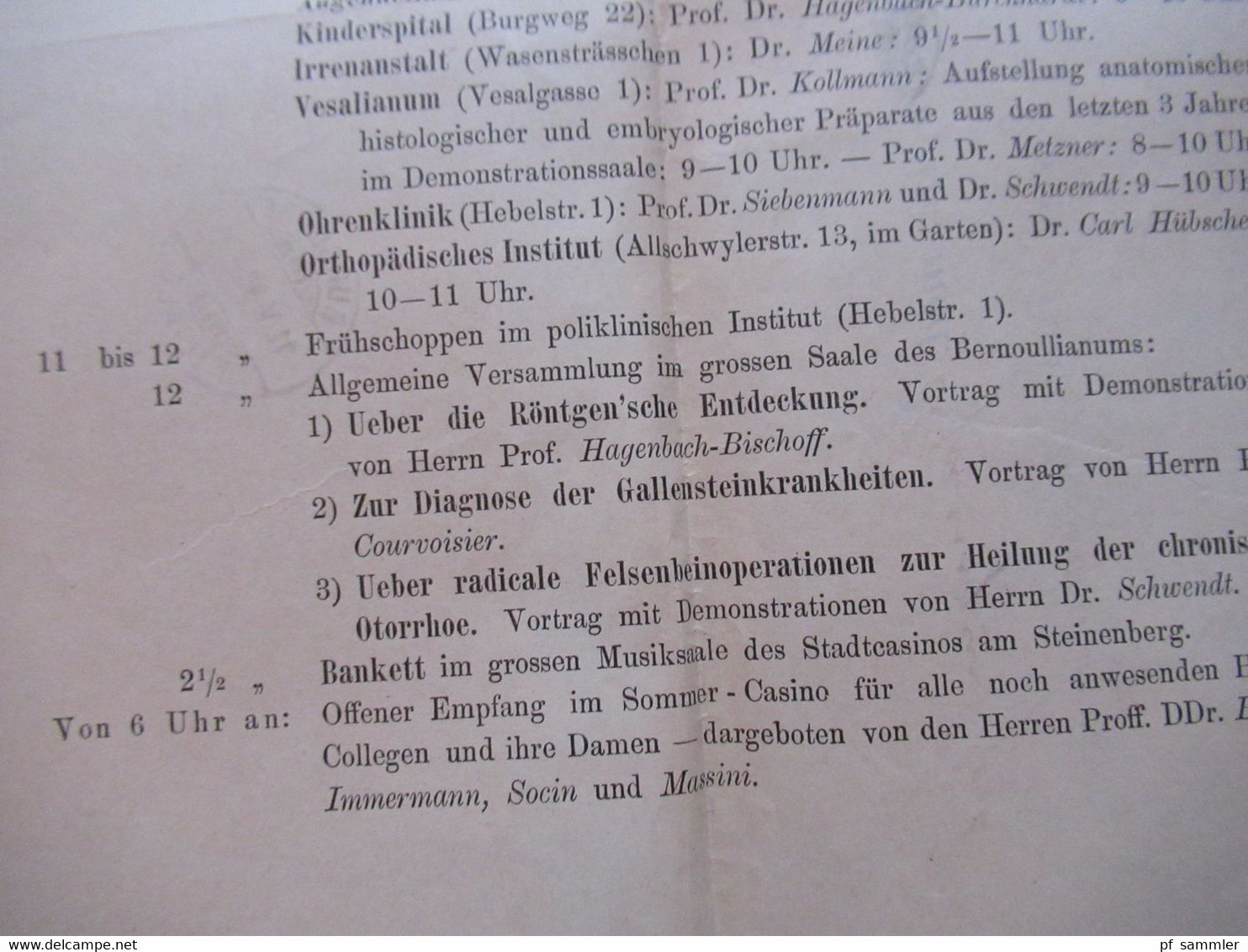 Schweiz 1896 Nr. 50 EF Drucksache Einladung zur LI. Versammlung des ärztlichen Centralvereins im Bernoullianum in Basel