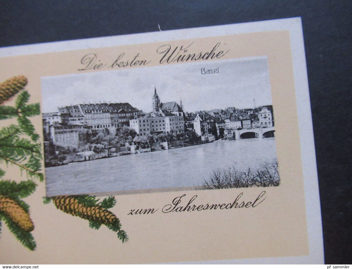 Schweiz 31.12.1910 Kleine AK (12,5x6cm) Die Besten Wünsche Zum Jahreswechsel. Basel Panorama - Bâle