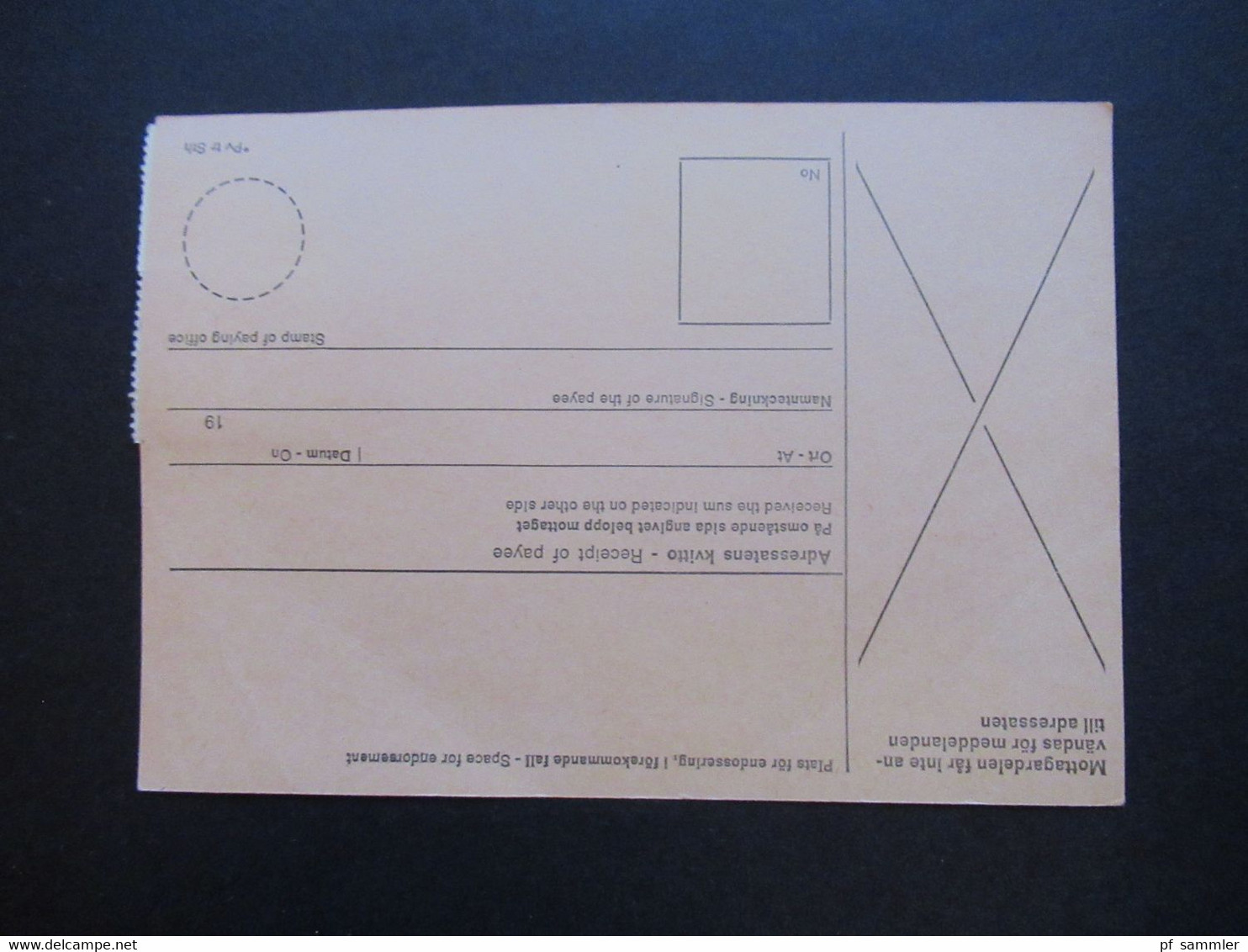 Schweden 1970 / 74 Paketkarten 7 Stück davon 2x nach England violetter Stempel Hämtas pä postanstalten Kristallvägen 1