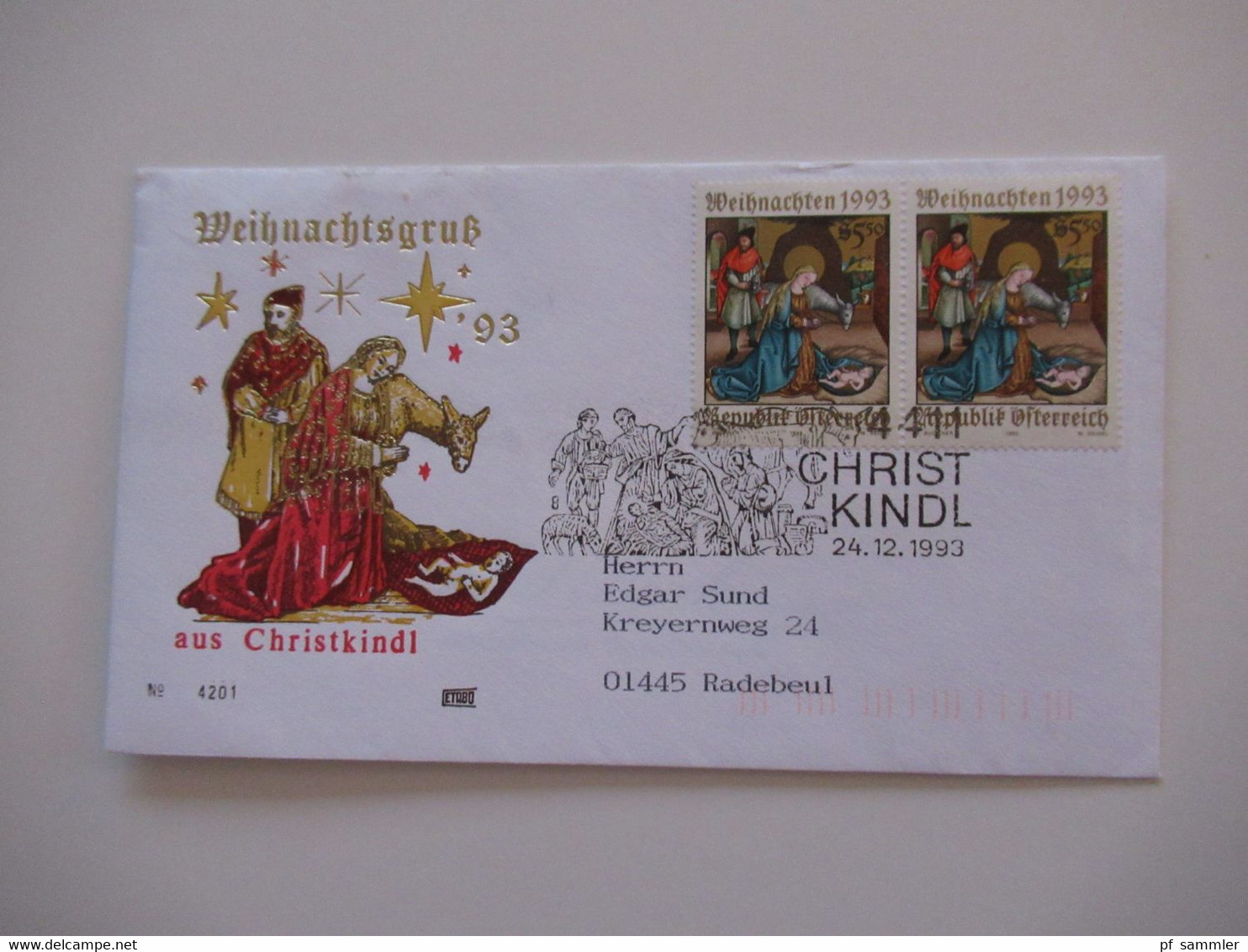 Österreich 1958 - 1993 Jahre Sonderbelege / Sonderstempel Christkindl auch 4x Leitzettel über Christkindl insg. 9 Belege