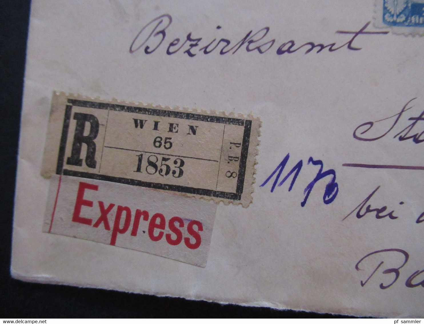 Österreich 1921 Wappenzeichnung Nr. 315 MeF Bogenrand!! Einschreiben Reko Express Wien 65 - Starnberg Bei München - Covers & Documents