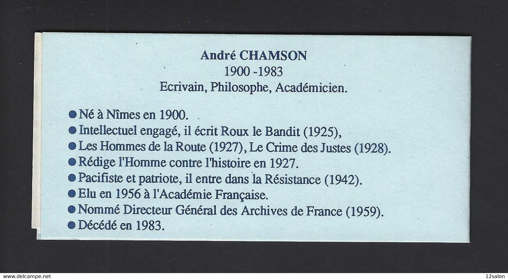 CARNET PRIVE HOMMAGE ANDRE CHAMSON NIMES - Andere & Zonder Classificatie