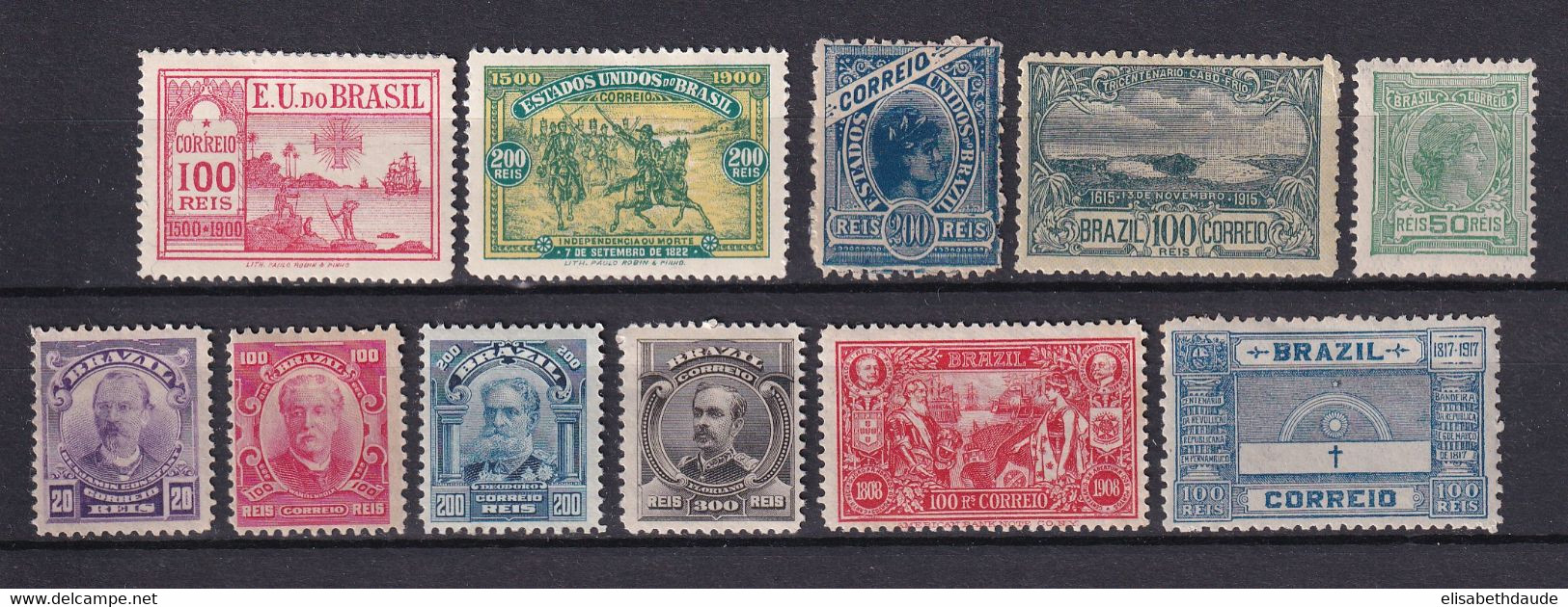 BRESIL - 1900/1918 - YVERT N°112+113+118+129+131/133+143+147+149+154B * MH - COTE = 79 EUR. - Unused Stamps