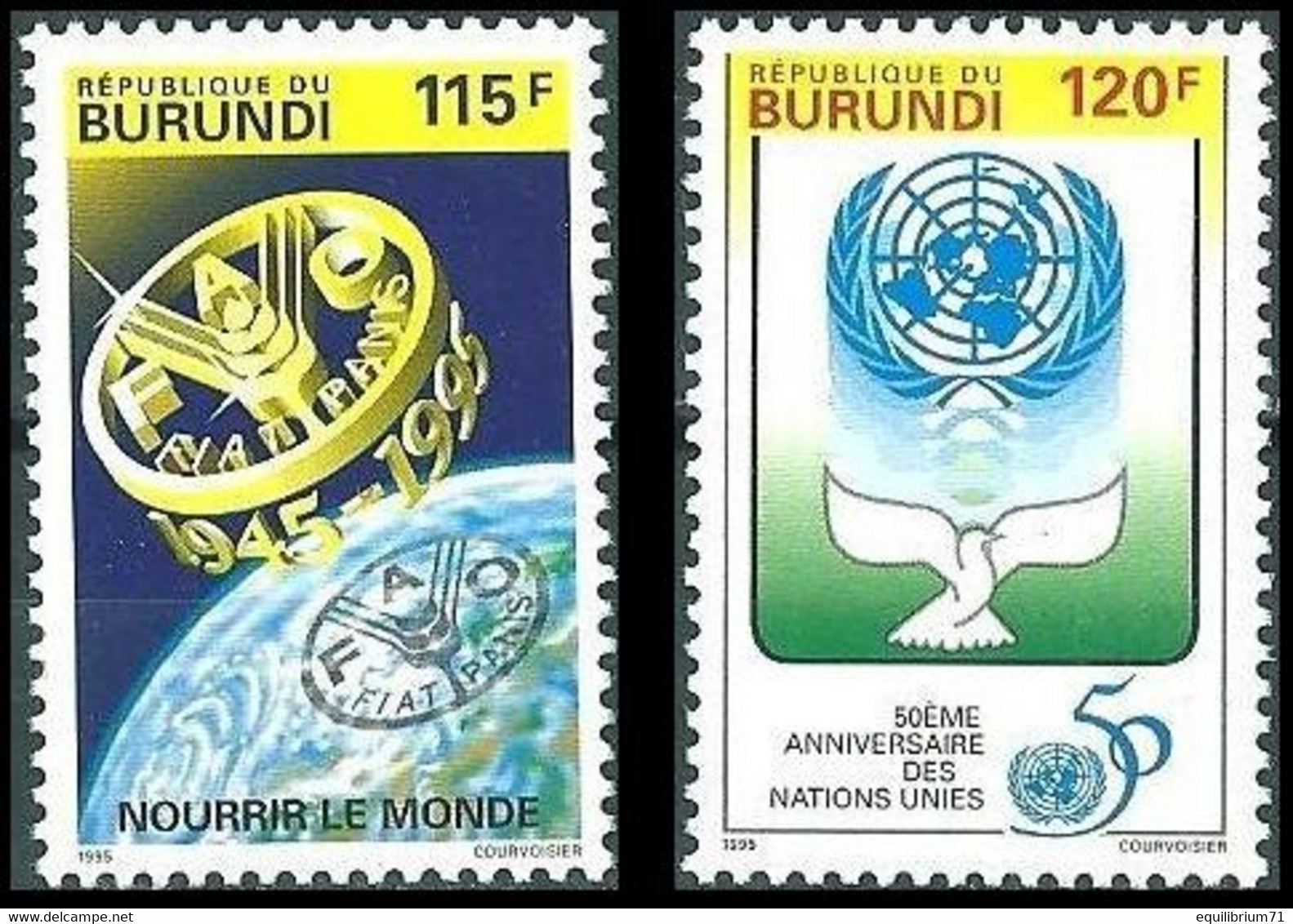 1057/1058** - FAO & -  50e Anniversaire Des Nations Unies / 50e Verjaadag Van De Verenigde Naties - BURUNDI - Neufs