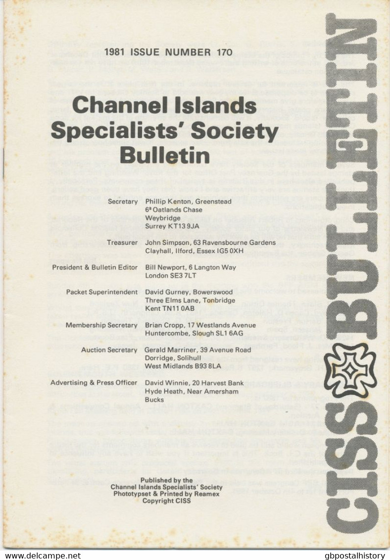 GB Channel Islands Specialists' Society Bulletin 1981 LETTER BOXES In JERSEY - Anglais (àpd. 1941)