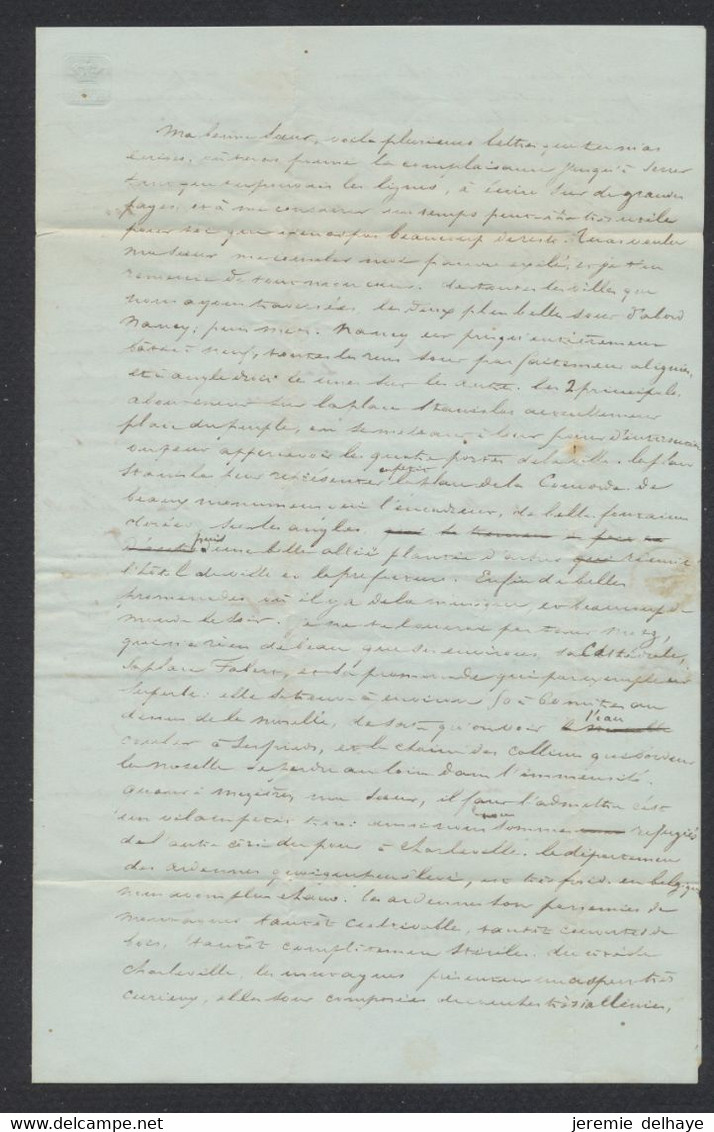 "Précurseur" - LAC Non Affranchie Datée 4/9/1849 + Cachet T18 "Solre-S-Sambre" + Encadré Rouge "B. FRONT" > Passy - Autres & Non Classés