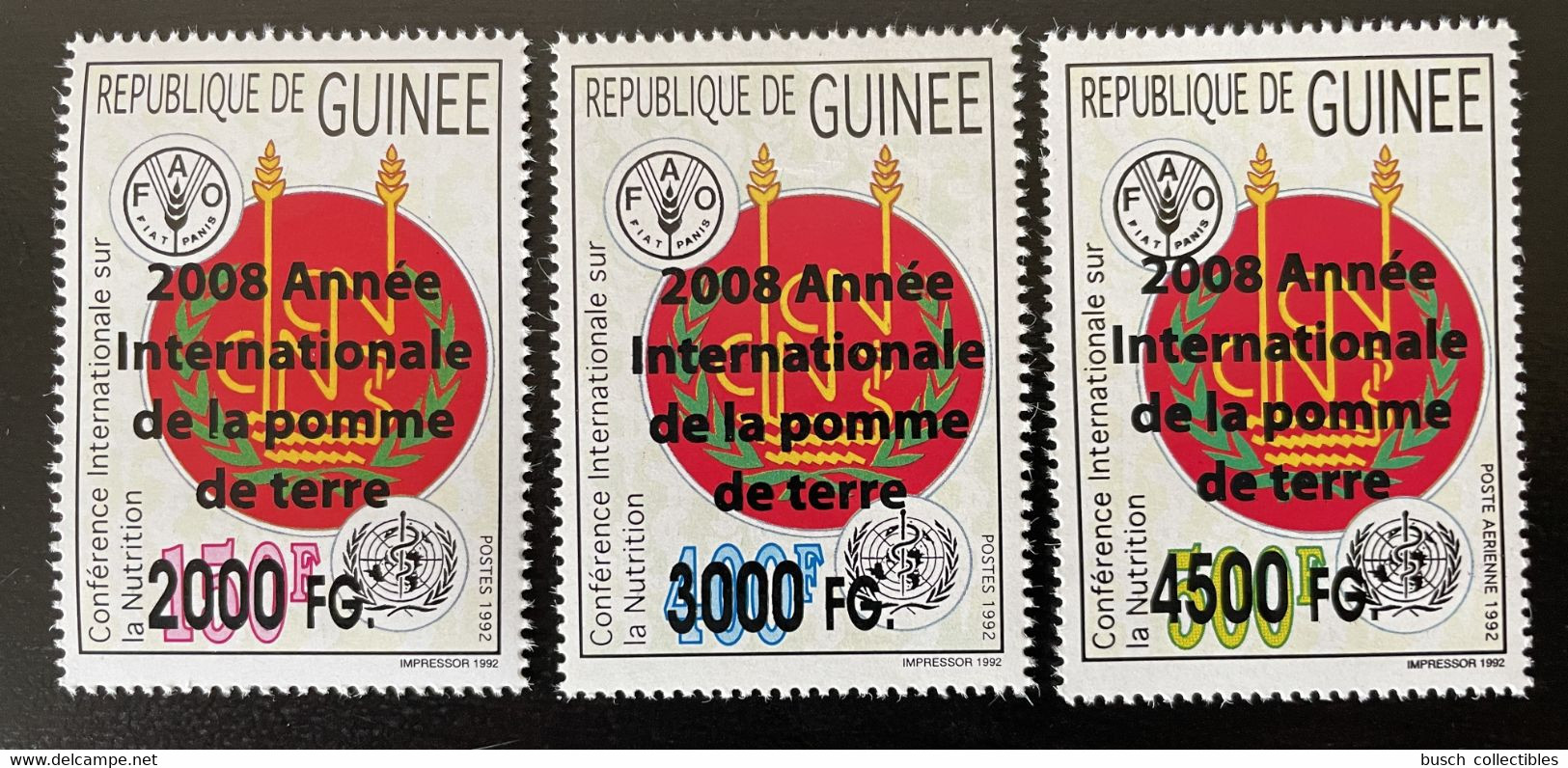 Guinée Guinea 2008 Mi. 6186 / 6188 Surchargé Overprint Année Internationale De La Pomme De Terre FAO Food UN 3 Val. - Guinea (1958-...)