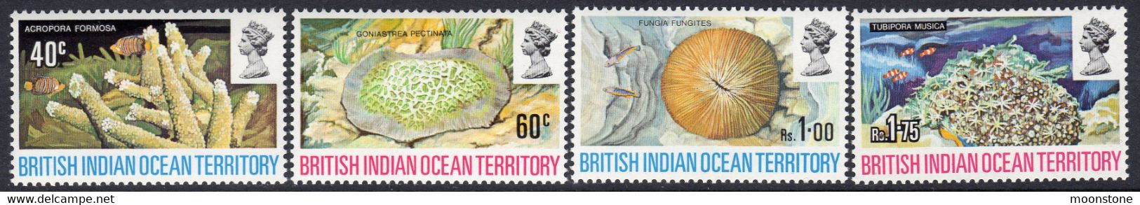 British Indian Ocean Territory BIOT 1972 Corals Set Of 4, Hinged Mint, SG 41/4 (A) - Territorio Británico Del Océano Índico