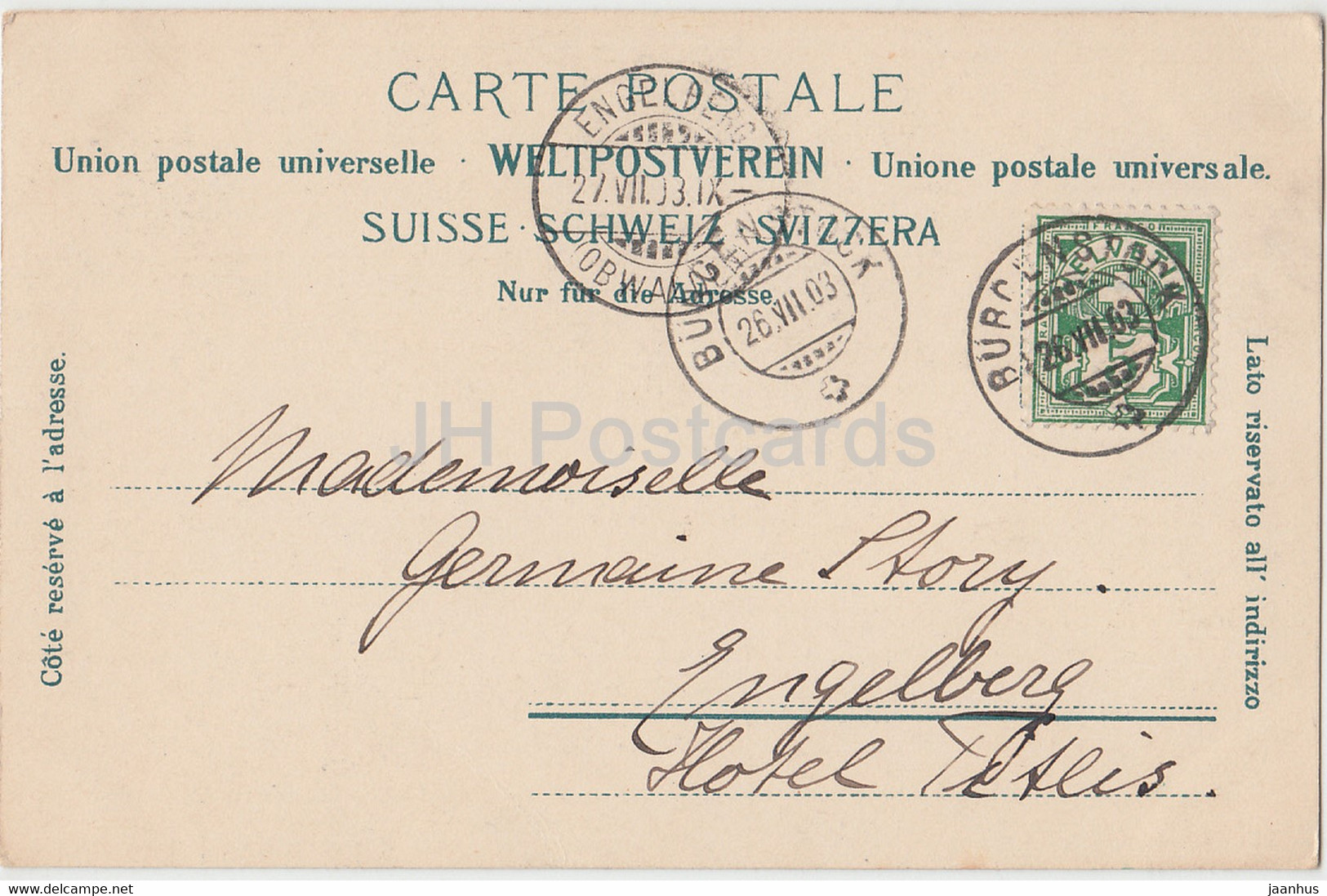 Burgenstock - Bahn U Hotel - Old Postcard - 1903 - Switzerland - Used - Autres & Non Classés