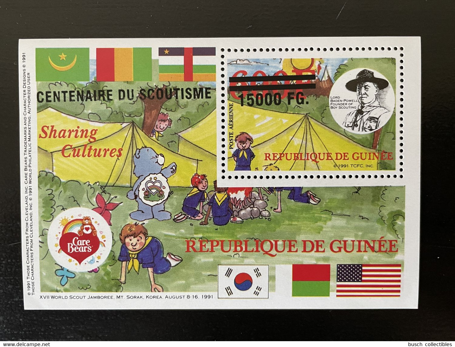 Guinée Guinea 2008 Mi. Bl. 1643 Surchargé Overprint Scouts Scoutisme Pfadfinder Papillon Lord Baden-Powell Flags Drapeau - Unused Stamps