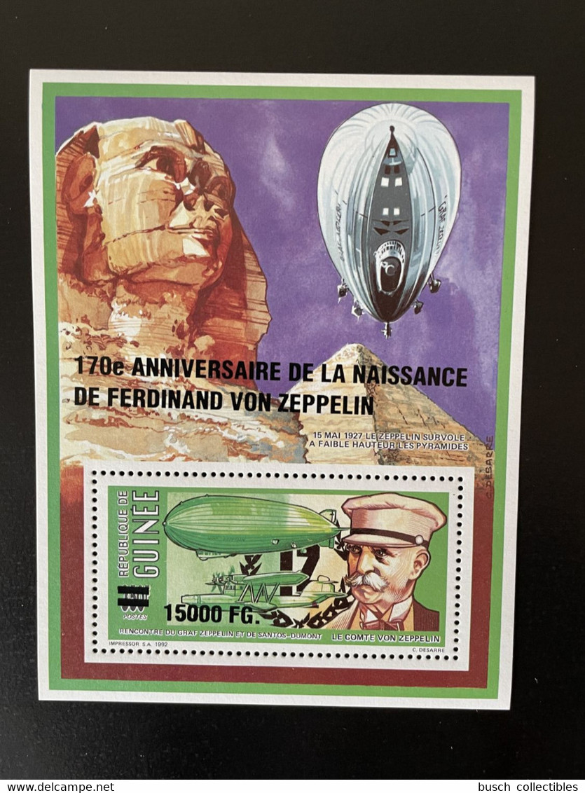 Guinée Guinea 2008 Mi. Bl. 1647 Surchargé Overprint Ferdinand Von Zeppelin 170è Anniversaire 170th Anniversary - Zeppeline