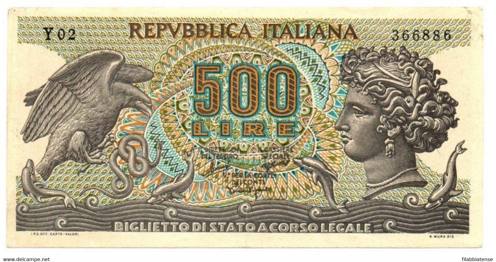 Italia - 500 Lire 1966 Aretusa     ---- - 500 Liras