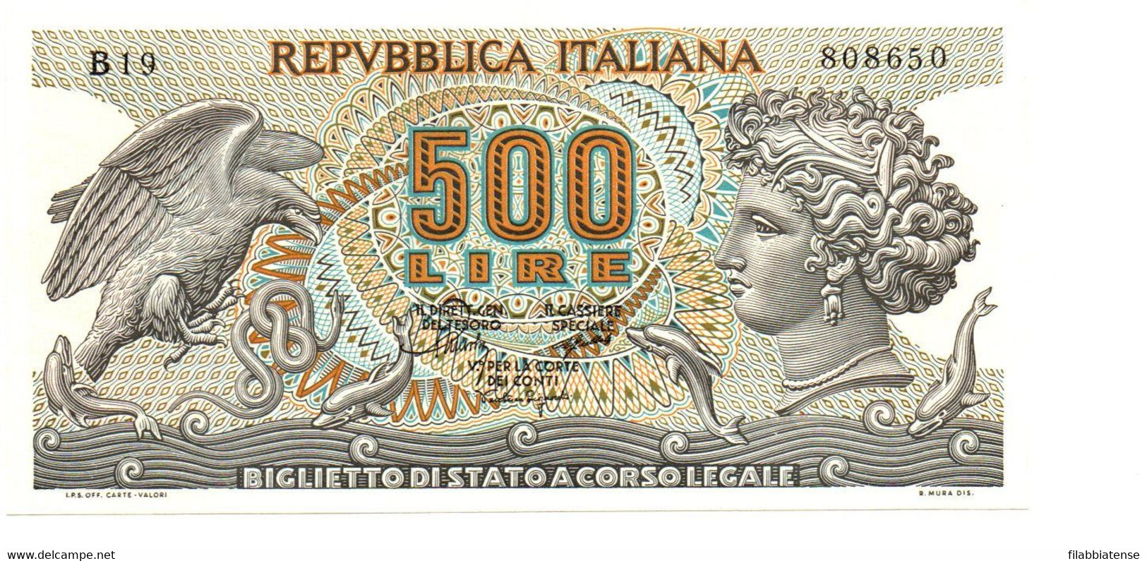 Italia - 500 Lire 1967 Aretusa     ---- - 500 Lire