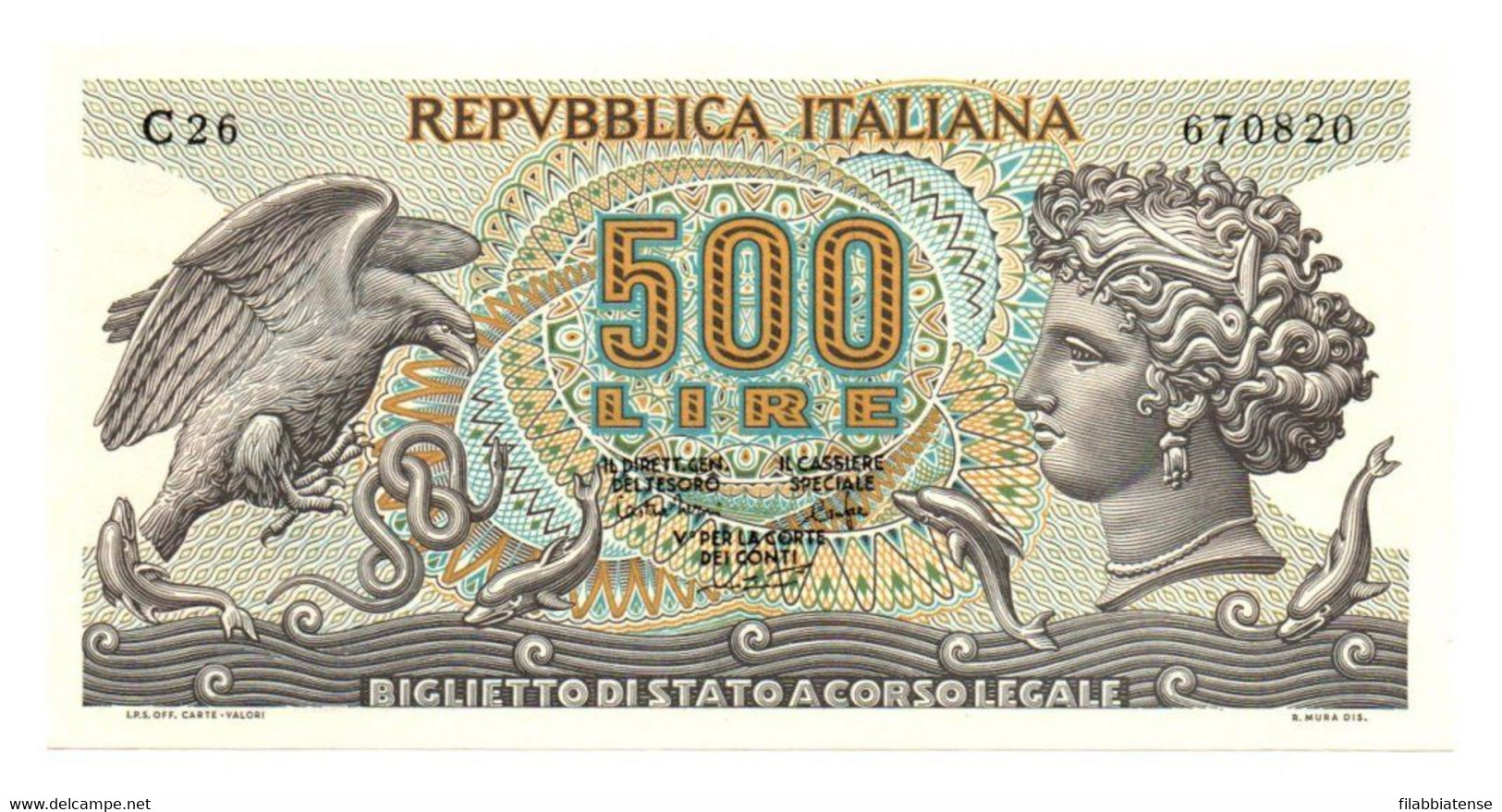 Italia - 500 Lire 1975 Aretusa     ---- - 500 Liras
